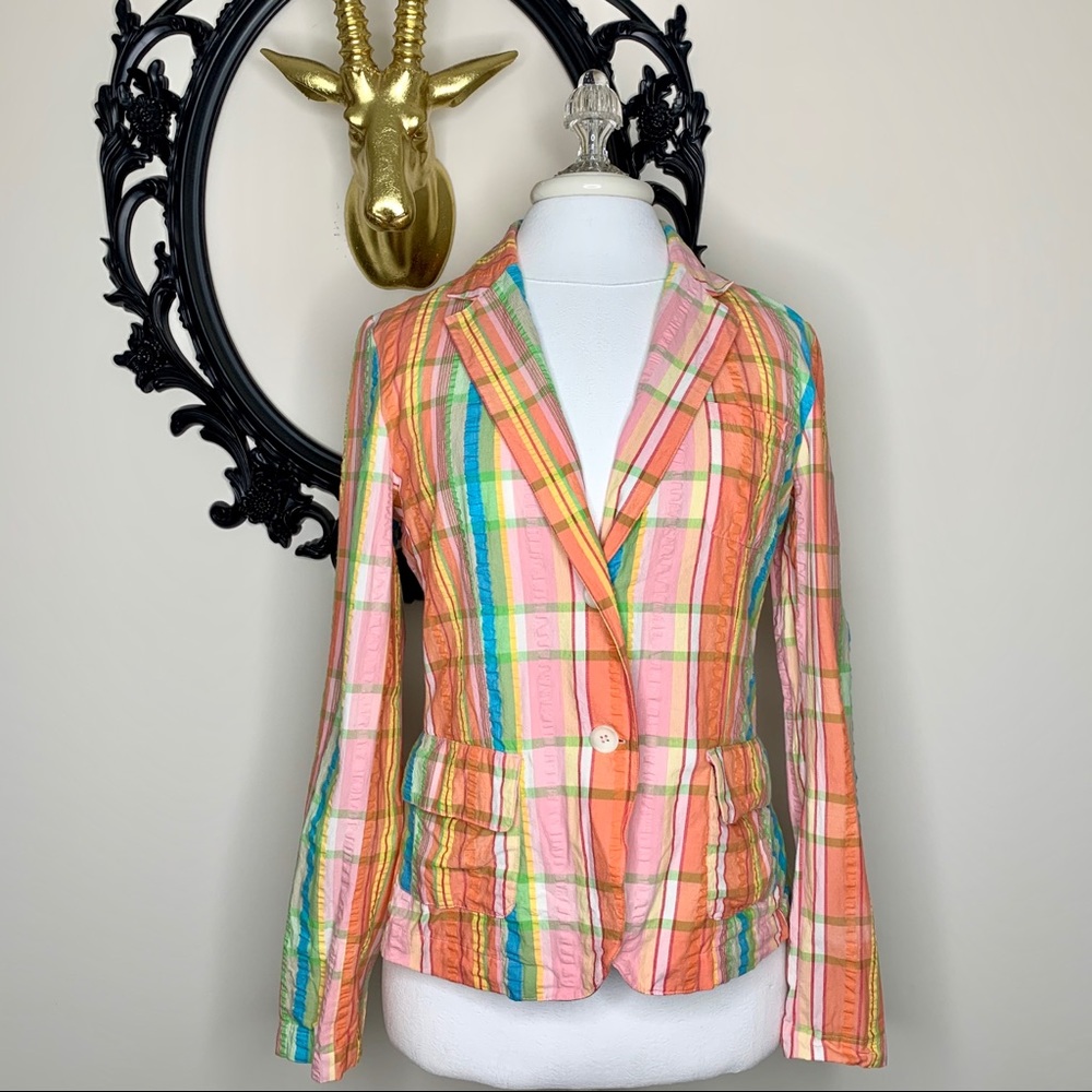 Izod Orange Pink Blue Green etc Plaid Blazer